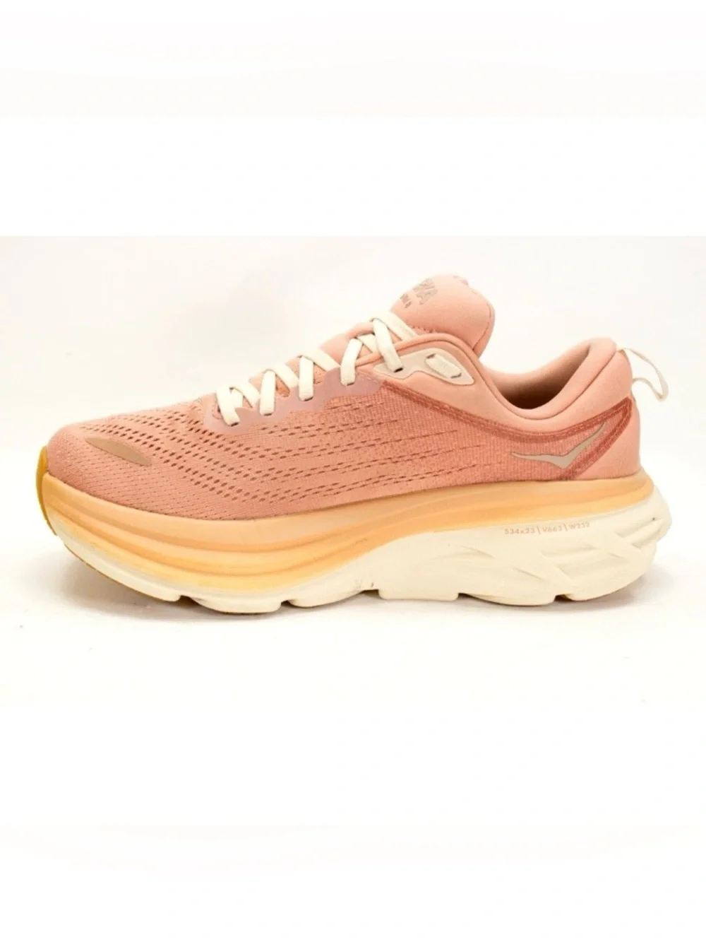 Hoka One One Bondi 8 Womens Size US 8 B Sandstone Cream Comfort Running Shoes - Picture 6 of 13